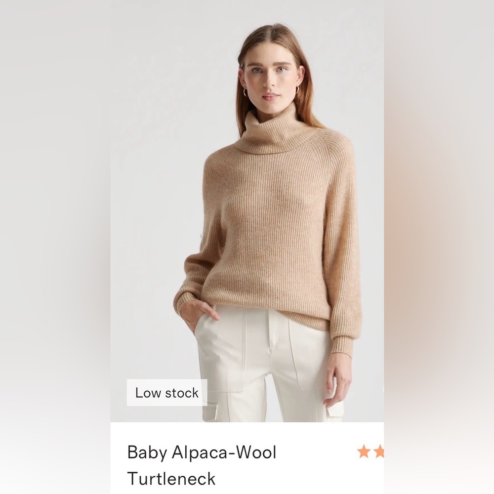 Women’s Quince Baby Alpaca Wool
CREAM Colored Soft Sweater. Size L. NWT